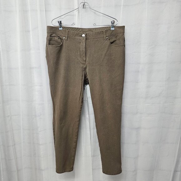 Chico's So Slimming Brown Straight Leg Pants Casual Cropped Stretch 3 (XL) - Picture 16 of 16